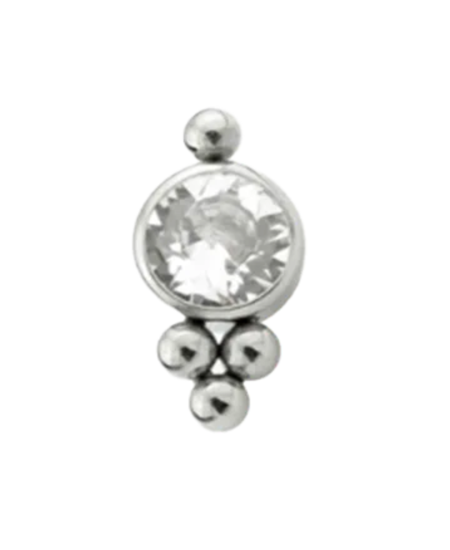 F-136 Titanium Single Gemstone Boho Bead Internally Threaded 16G