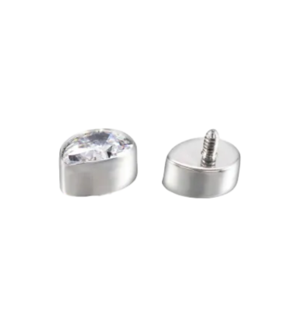 F-136 Titanium Pear Gemstone Internally Threaded 16G