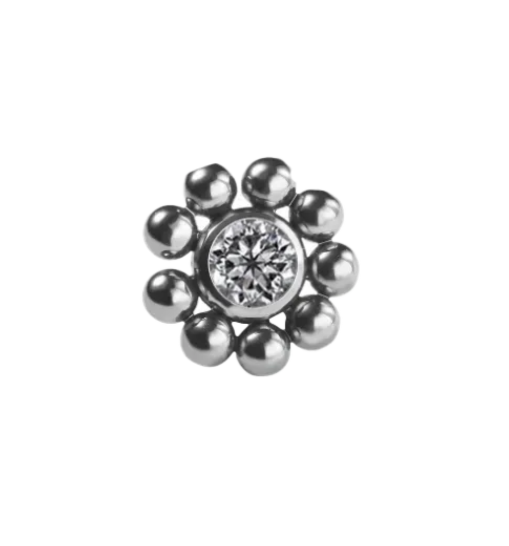 F-136 Titanium Labret Boho Single Gemstone 16g Internally Threaded