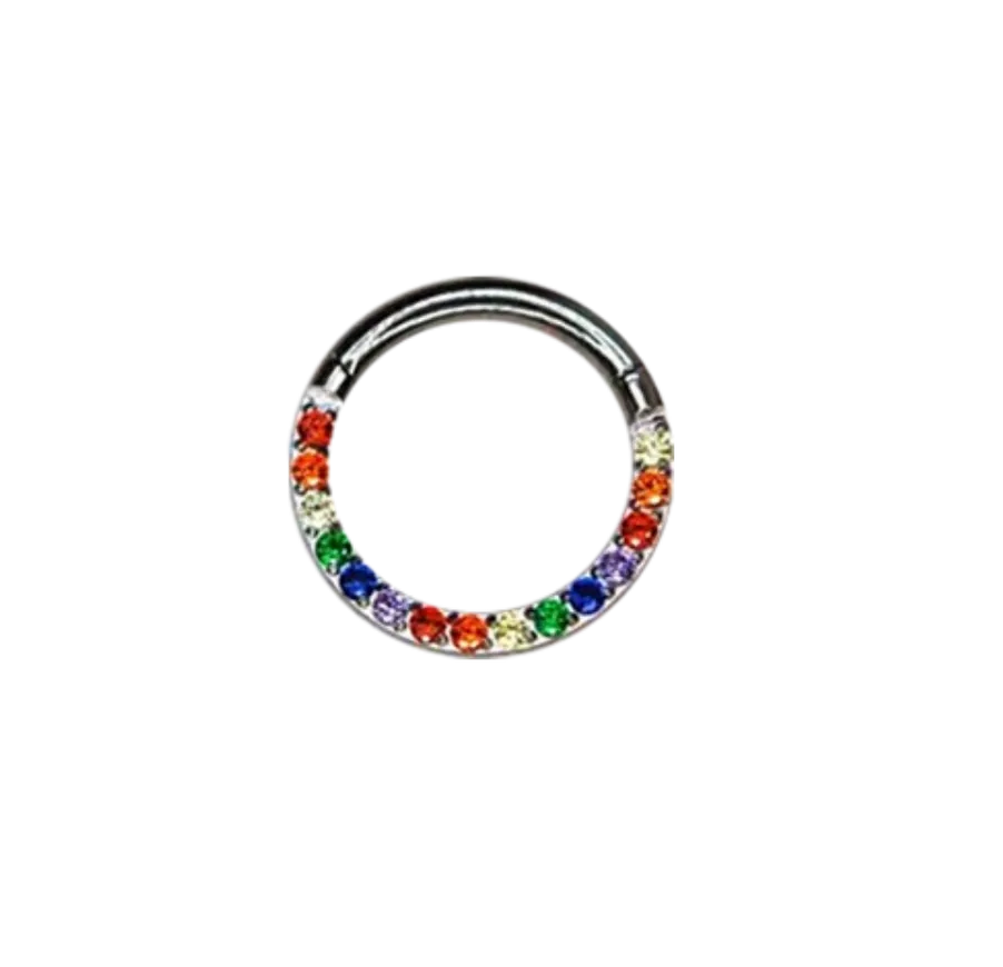 F-136 Titanium Front-Facing Rainbow Hinged Hoop