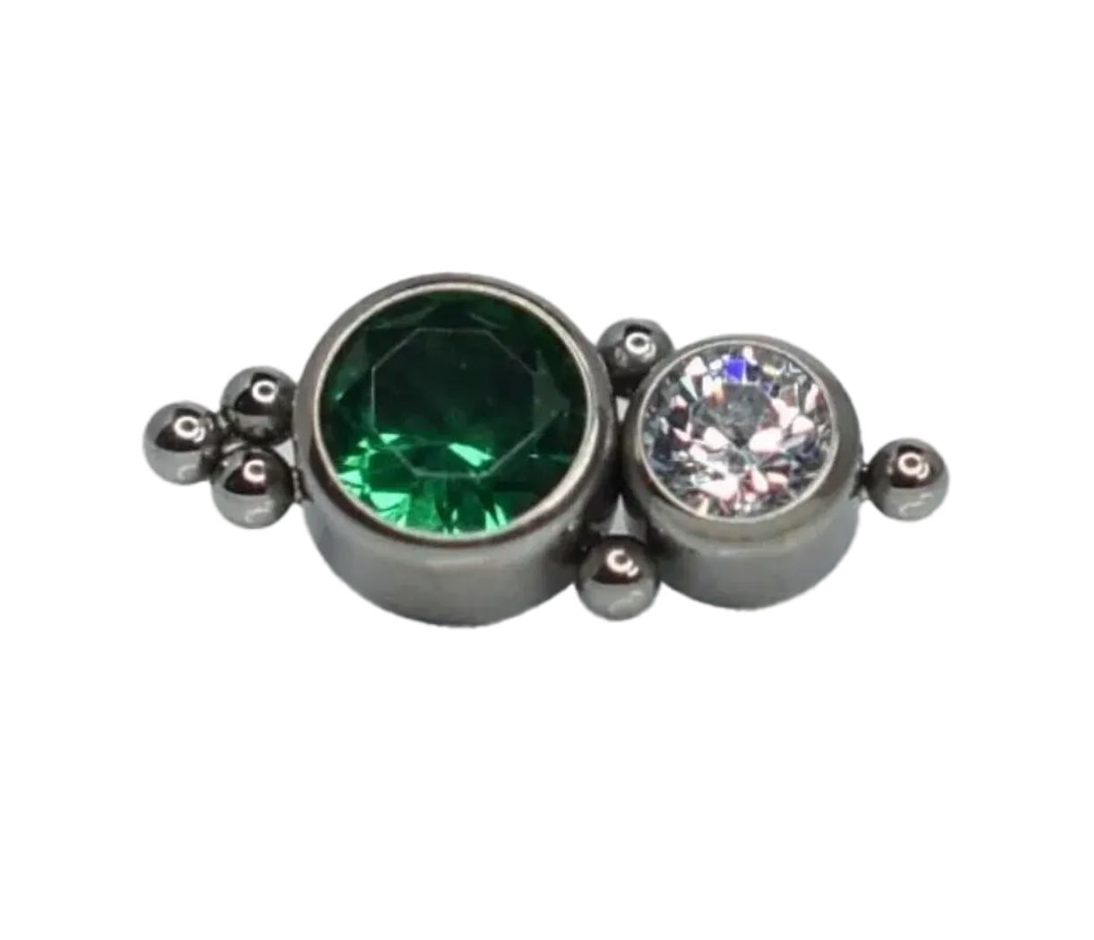 F-136 Titanium Emerald and CZ Cluster Internally Threaded 16G