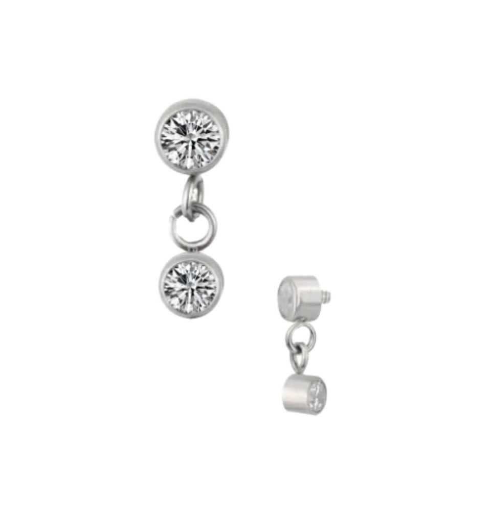 F-136 Titanium Gemstone Mini-Dangle Internally Threaded 16G