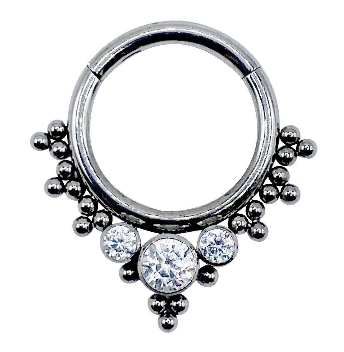 F-136 Titanium CZ Chandelier Cluster Hinged Hoop