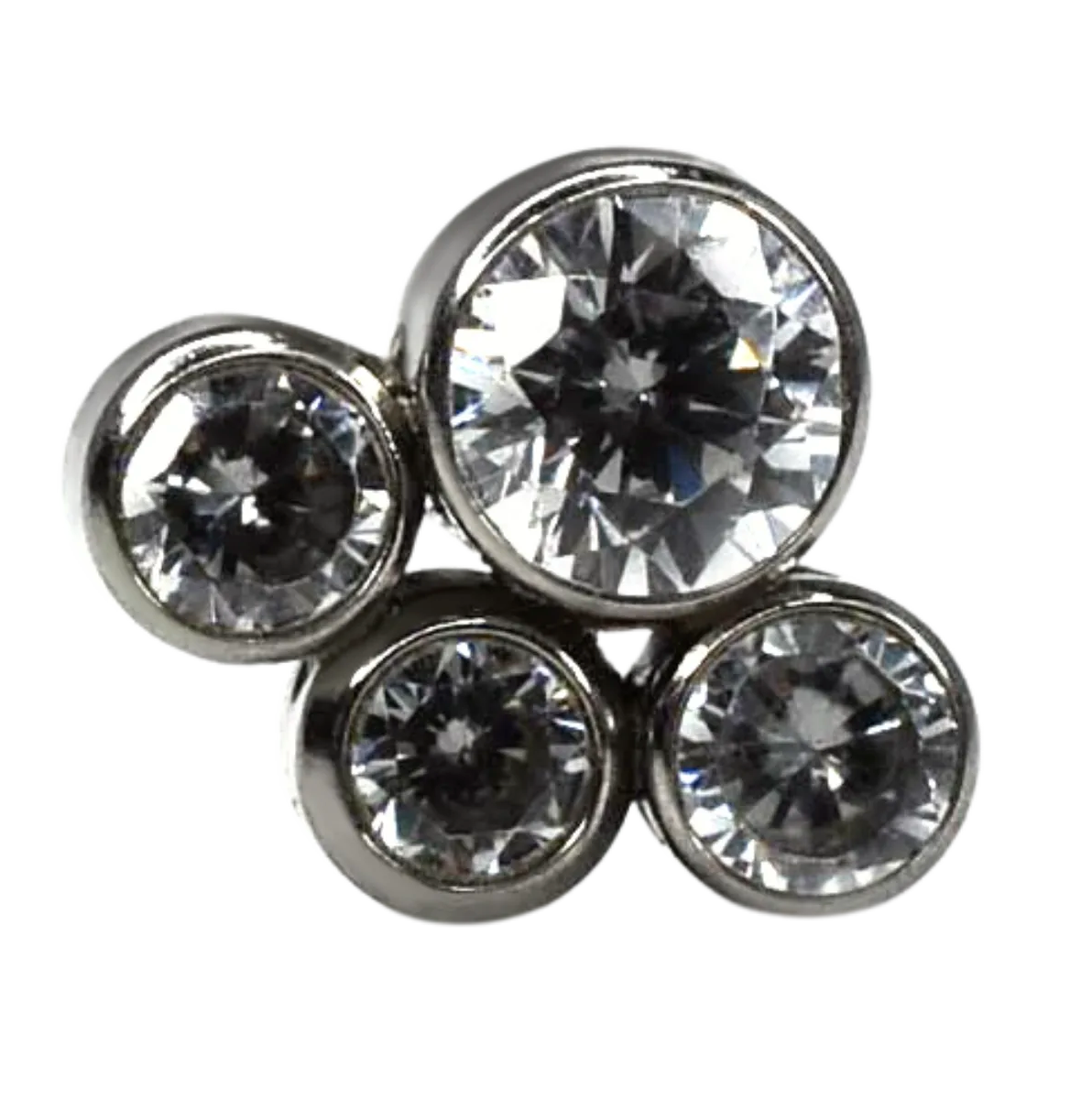 F-136 Titanium Clear CZ Paw Gemstone Cluster Internally Threaded Top 16G
