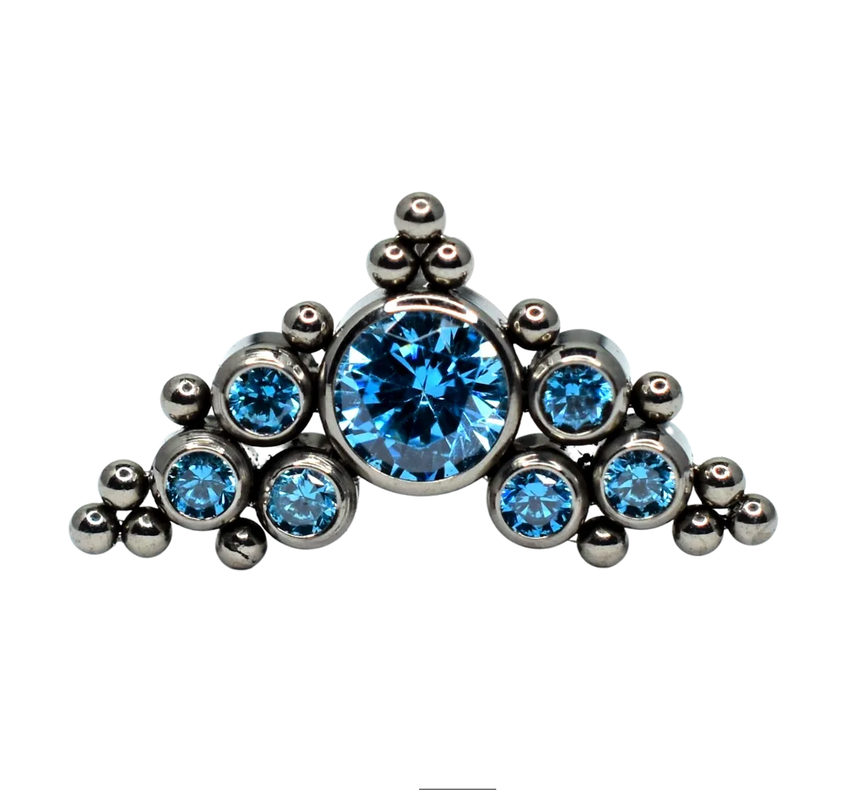 F-136 Titanium Chevron Gemstone Cluster Internally Threaded 16G