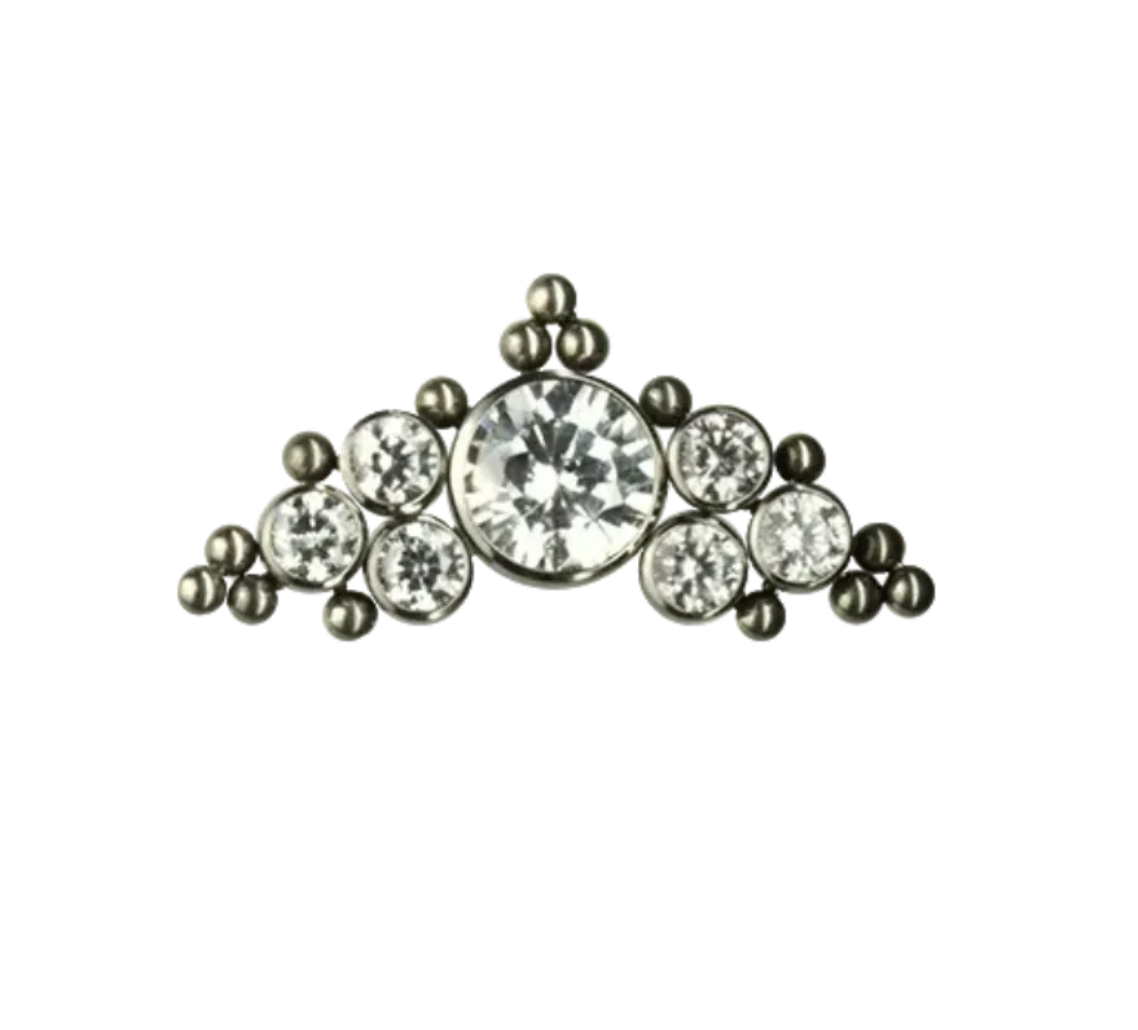 F-136 Titanium Chevron Gemstone Cluster Internally Threaded 16G