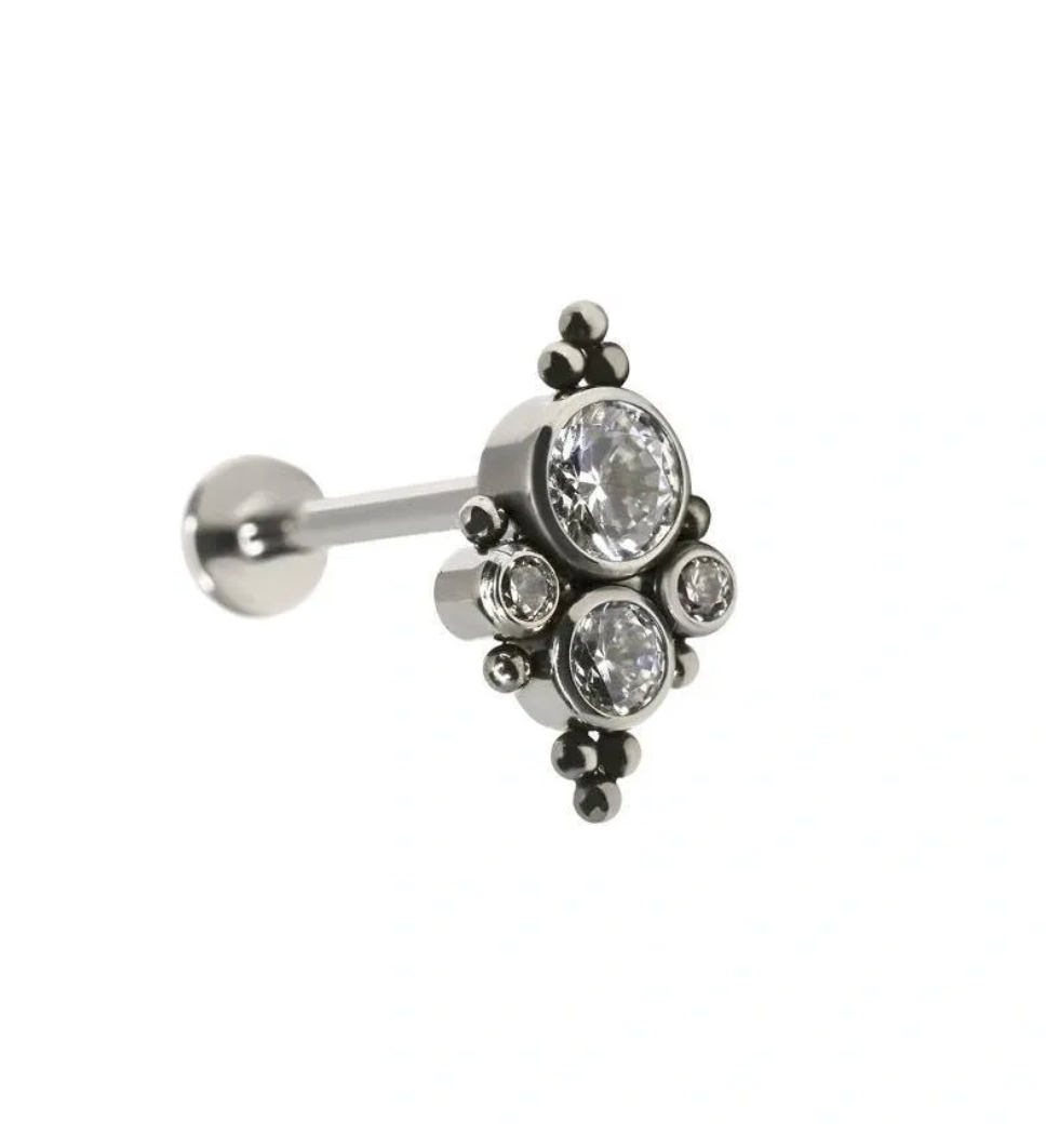F-136 Titanium Chandelier CZ Internally Threaded Top 16G
