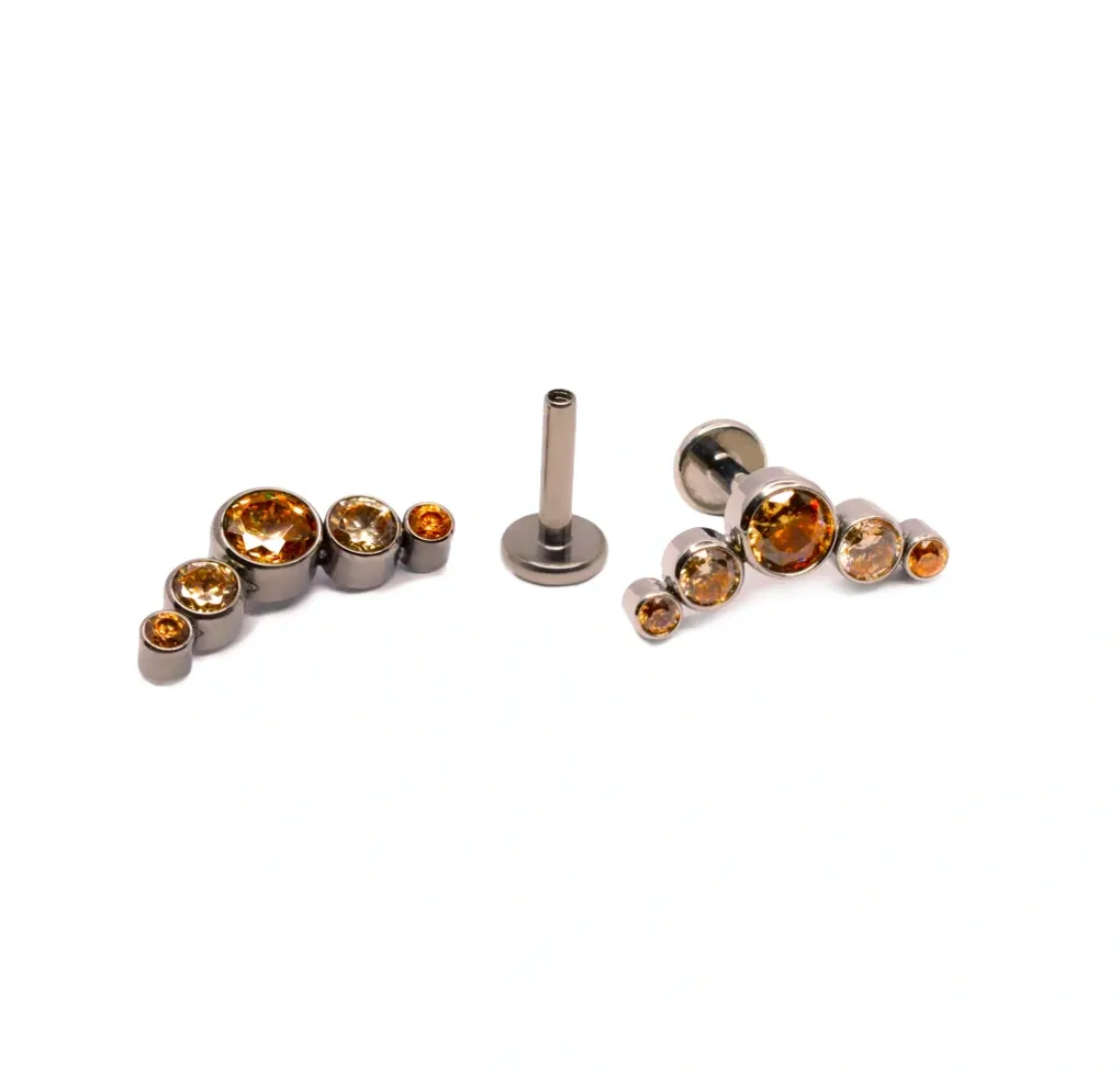 F-136 Titanium Champagne and Topaz Chevron Internally Threaded Top 16G
