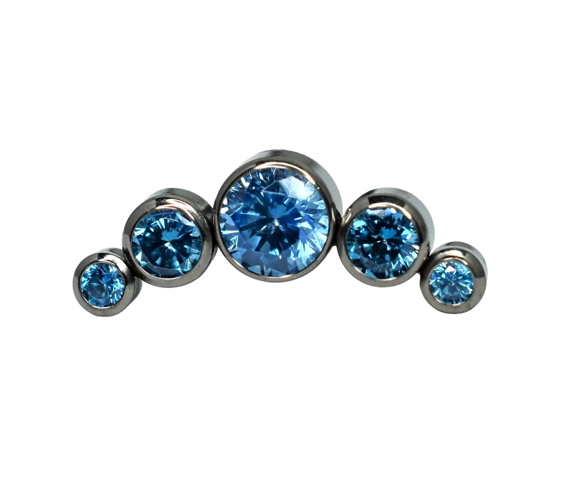 F-136 Titanium Blue CZ Chevron Internally Threaded 16G Top