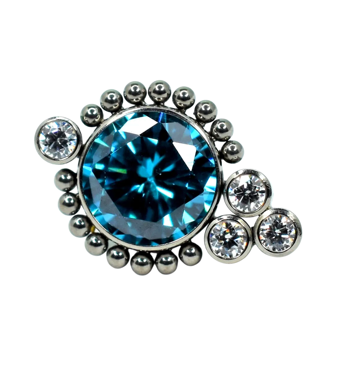 F-136 Titanium Blue Clear CZ Cluster Chandelier Internally Threaded 16G