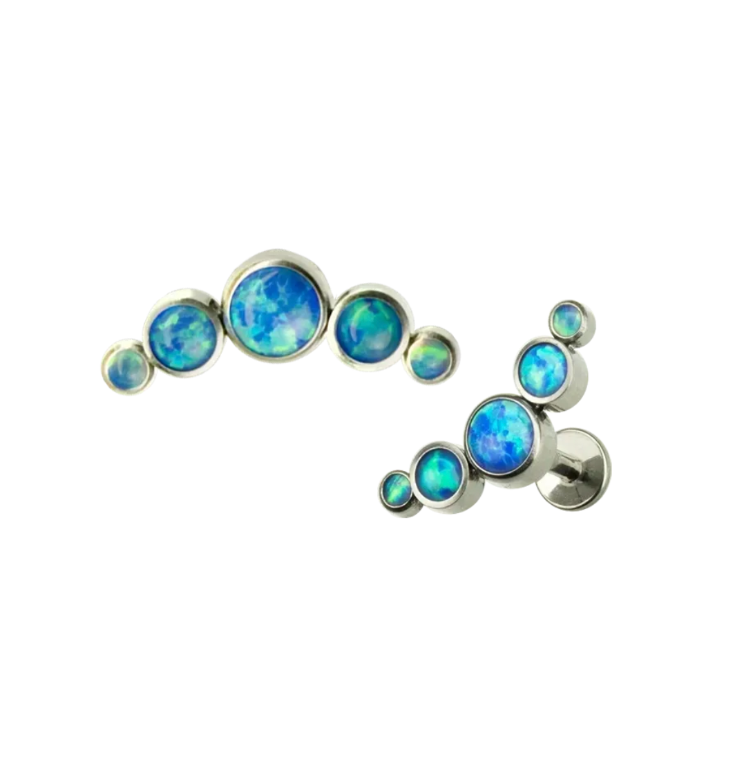 F-136 Titanium Blue and Teal Green Opal Chevron Internally Threaded 16G
