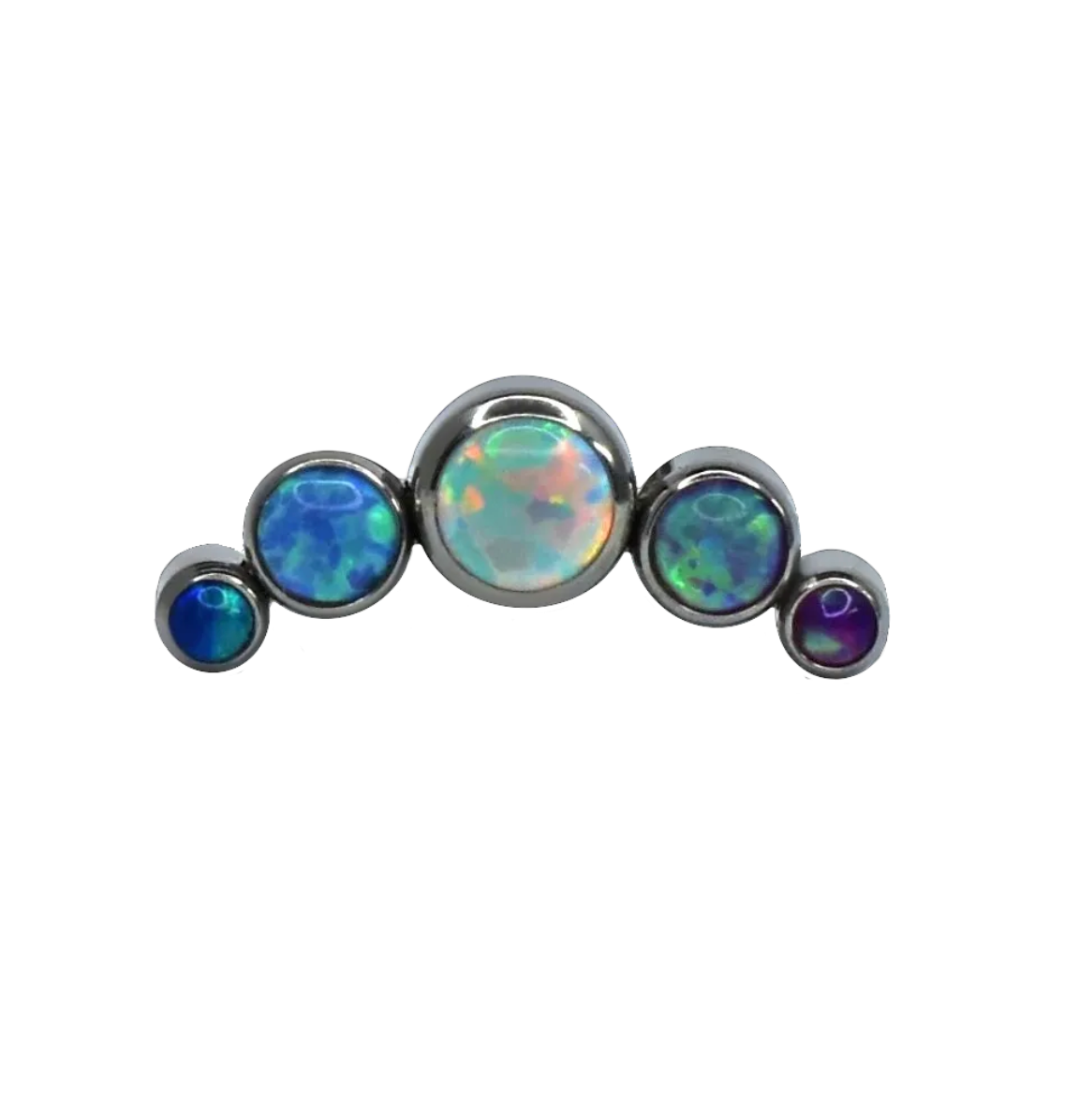 F-136 Titanium Blue Opal Gemstone Cluster Chevron Internally Threaded 16G