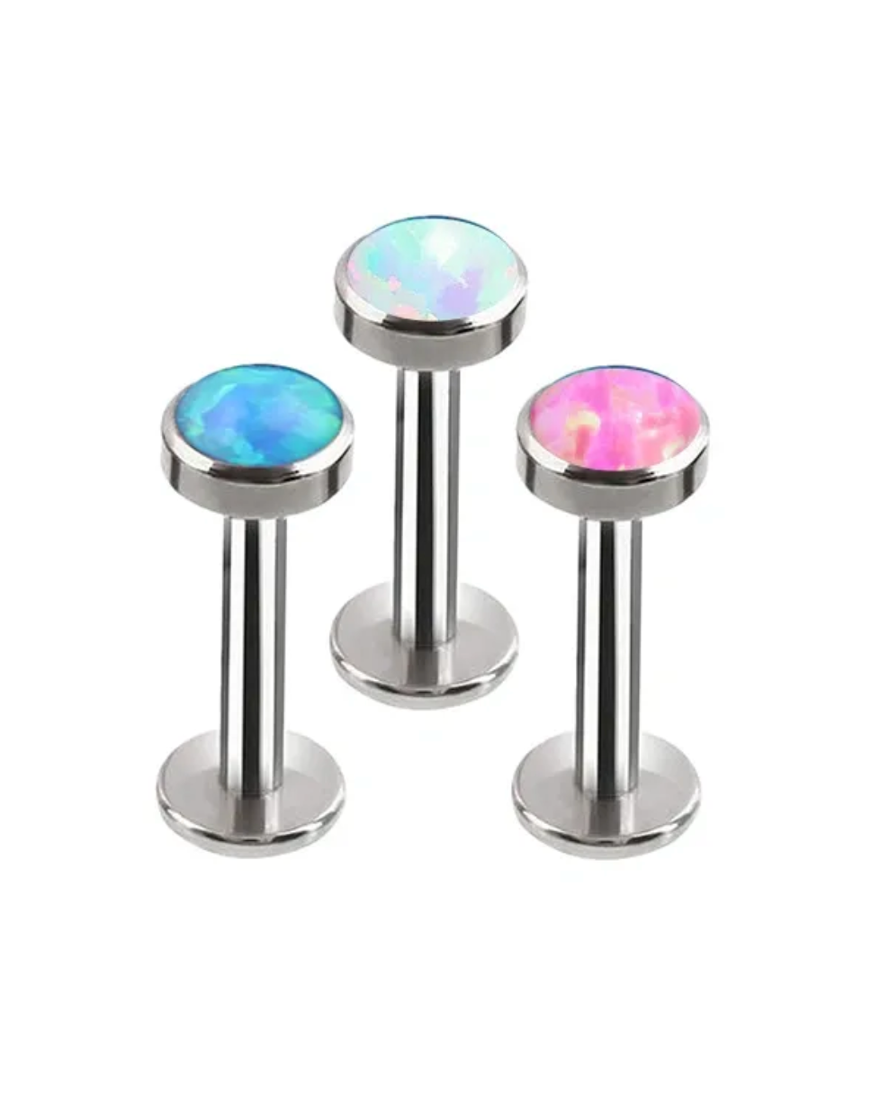 F-136 Titanium Bezel Opal Labret Internally Threaded Top