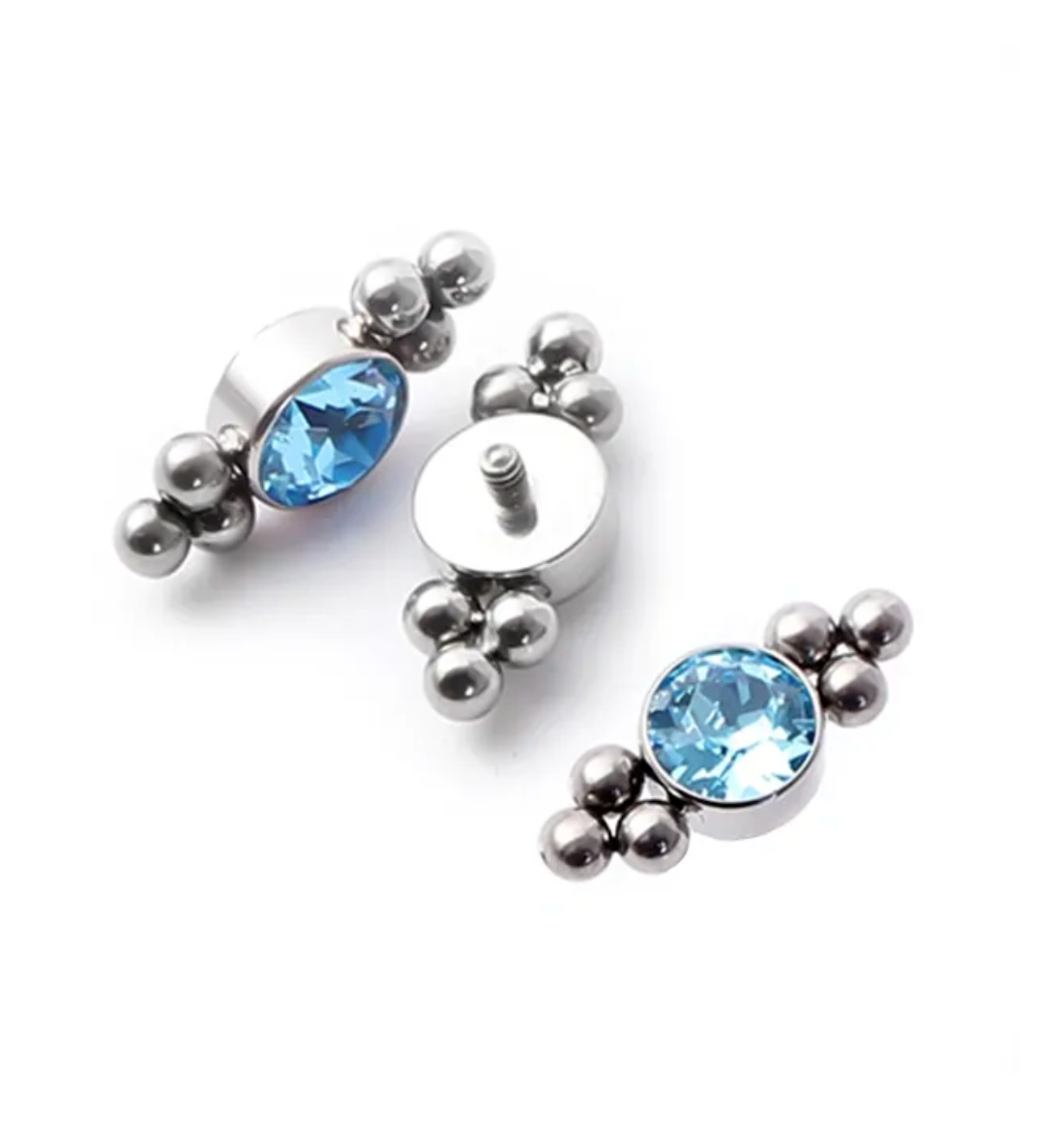 F-136 Titanium Bead Cluster Dermal Internally Threaded 14G Top