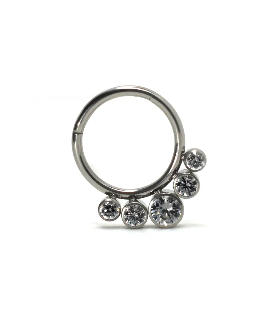 F-136 Titanium 5 Cluster CZ 16G Hinged Hoop
