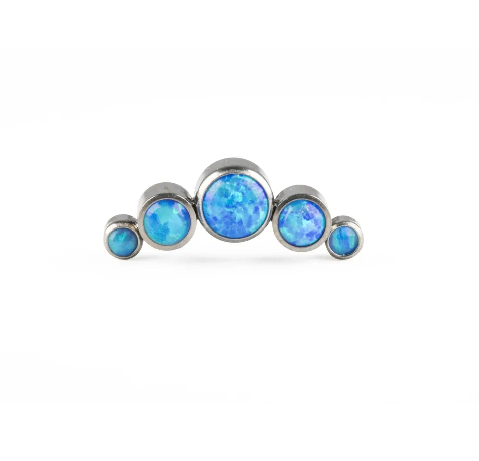 F-136 Titanium Australian Blue Opal Chevron Internally Threaded 16G