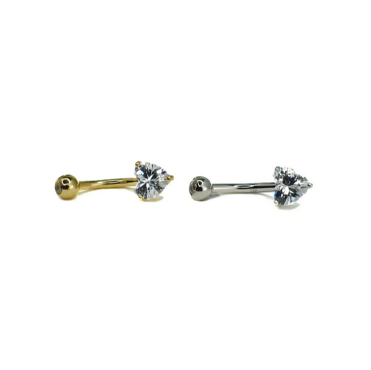 14k Gold Heart-Shaped Gemstone Barbell