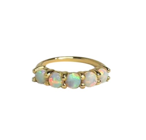 14k Gold Hinged Nostril Hoop Jewelry - Opal 18g