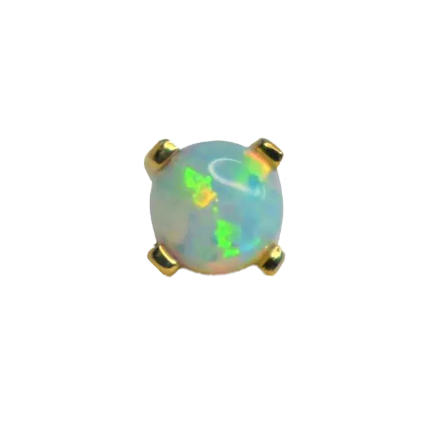 14k Gold Prong Opal Dermal 14G