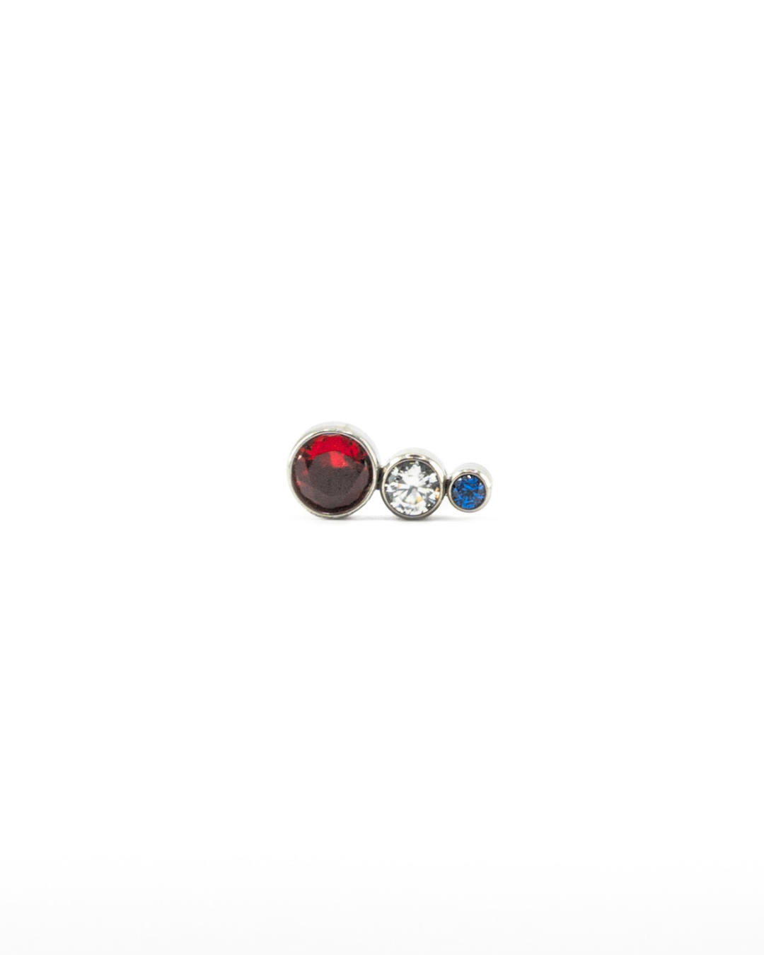 F-136 Titanium Cascade Red White Blue Gemstone Internally Threaded 16G
