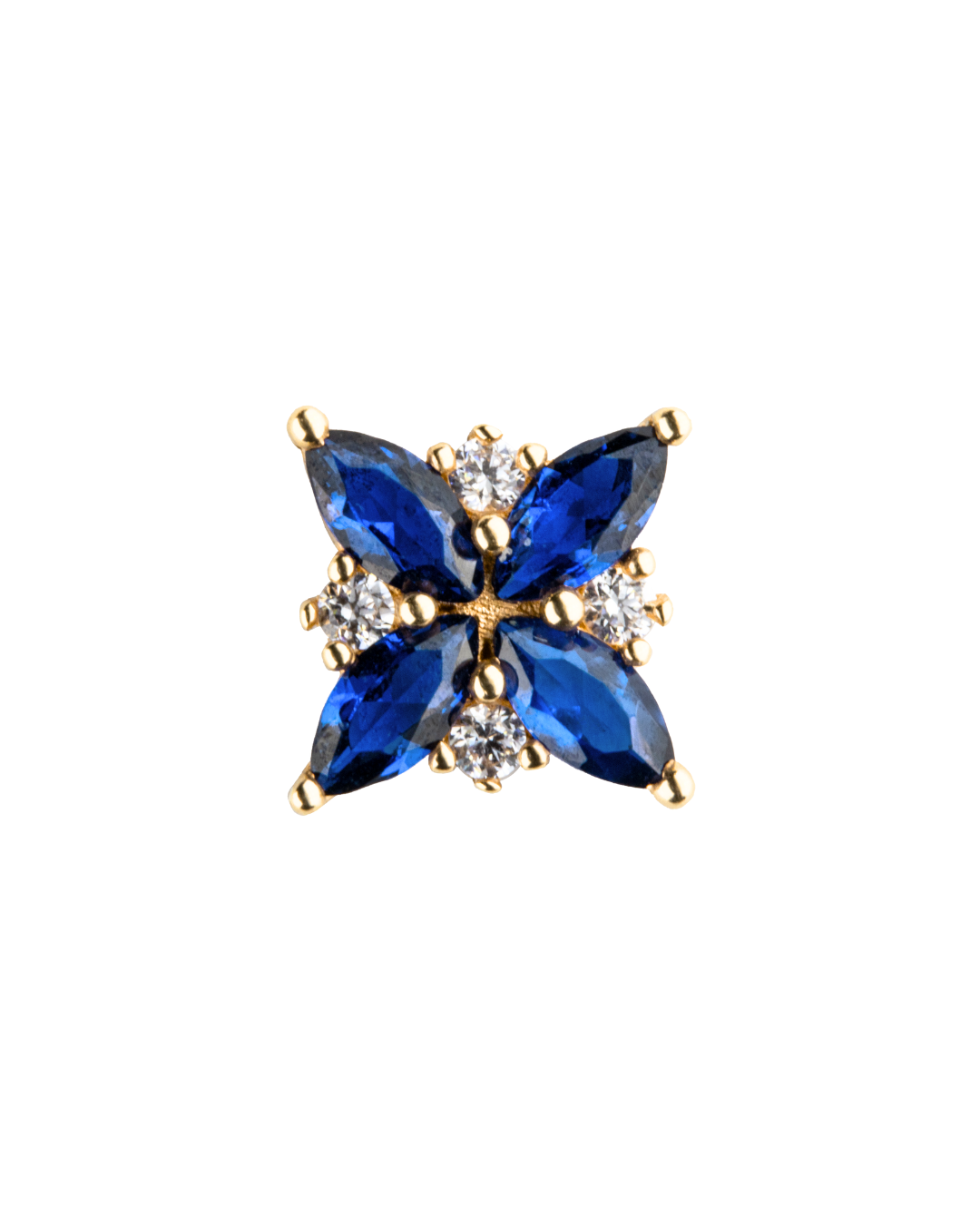 14K Rose Gold Blue Gemstone Threadless Top