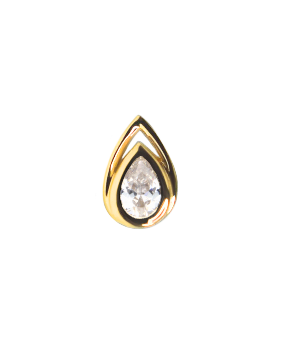 14K Gold Gemstone Teardrop Threadless Top