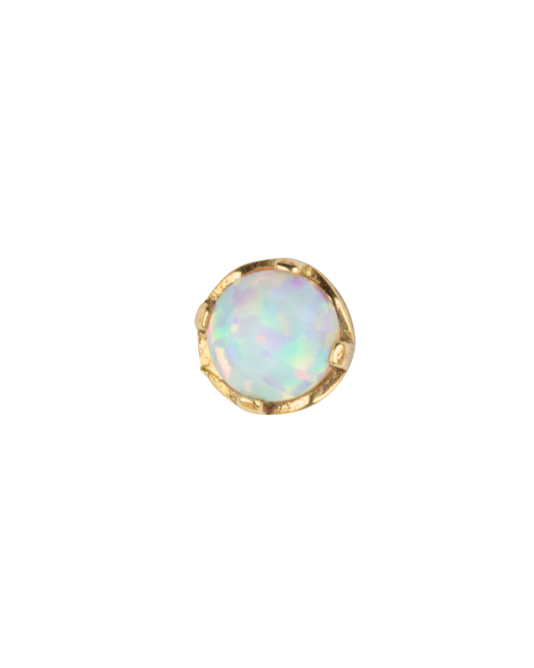 14K Gold Opal Prong Dome Threadless Top