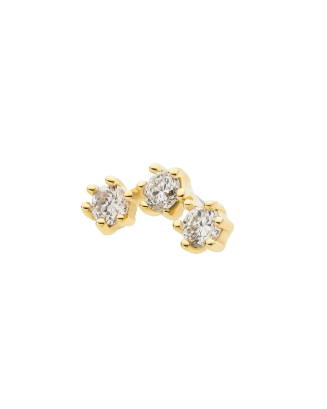 14K Gold Triplet Prong Gemstone Threadless Top