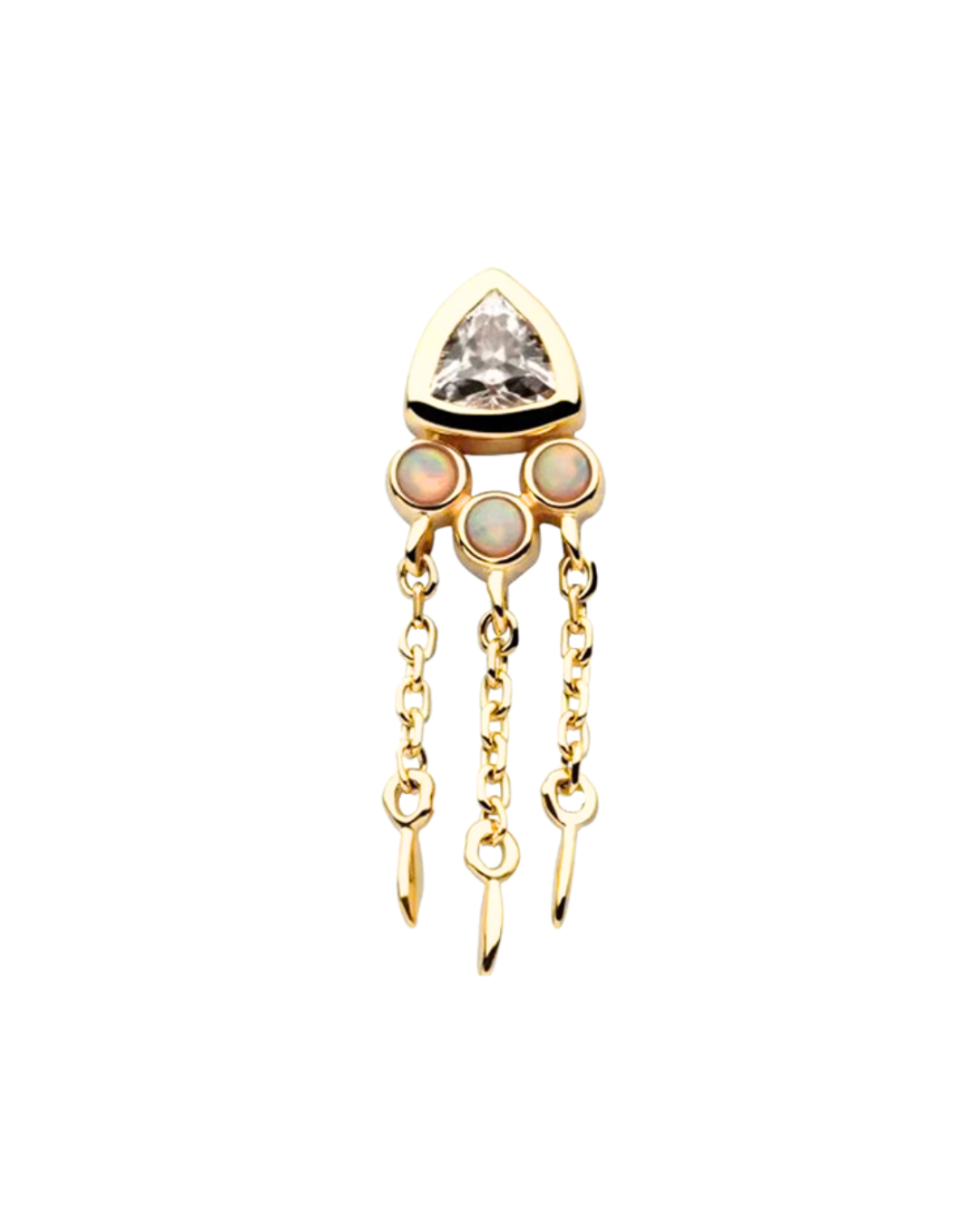 14K Gold Trilliant Cut Opal Dangle Threadless Top