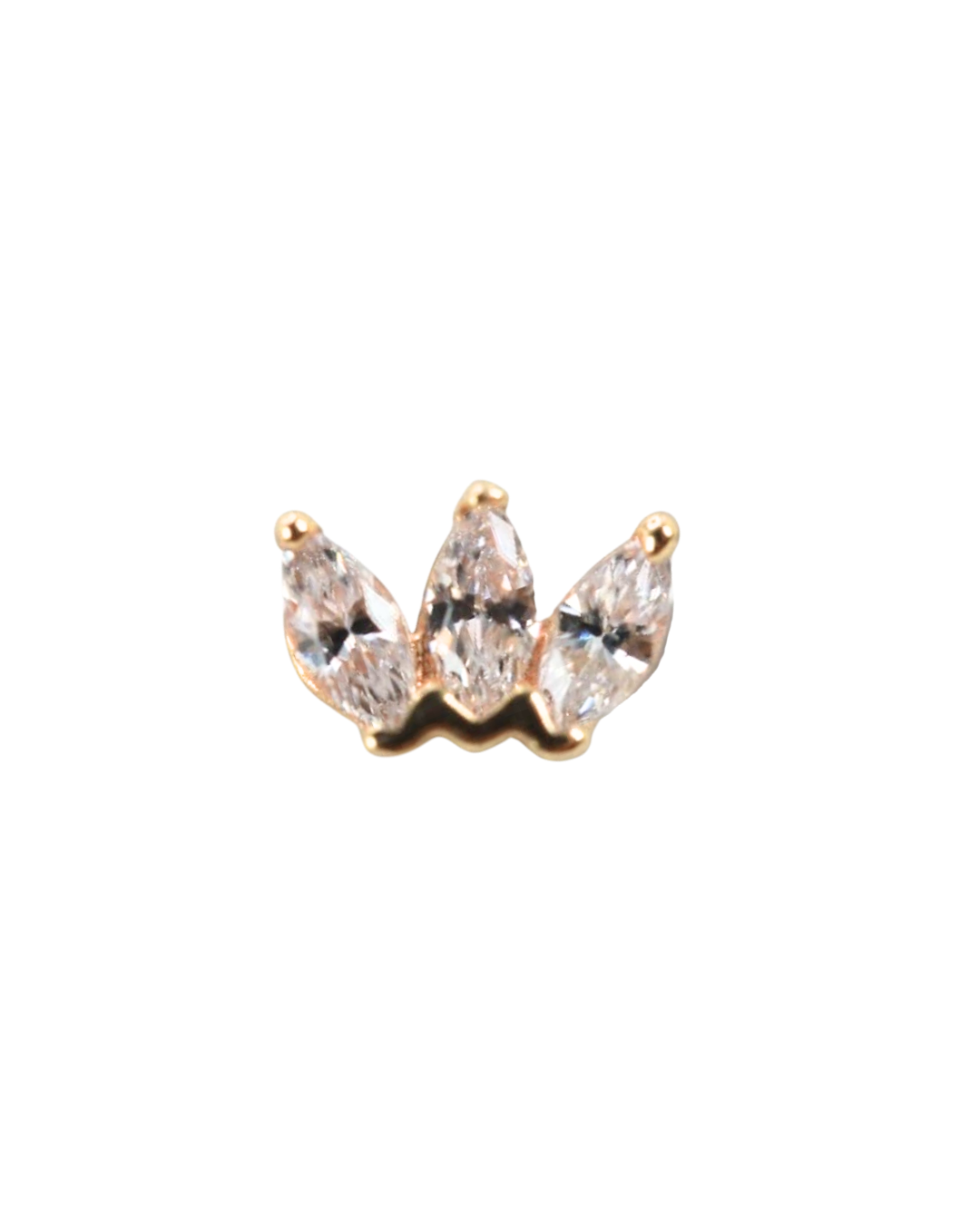 14K Gold Gemstone Marquis Threadless Top