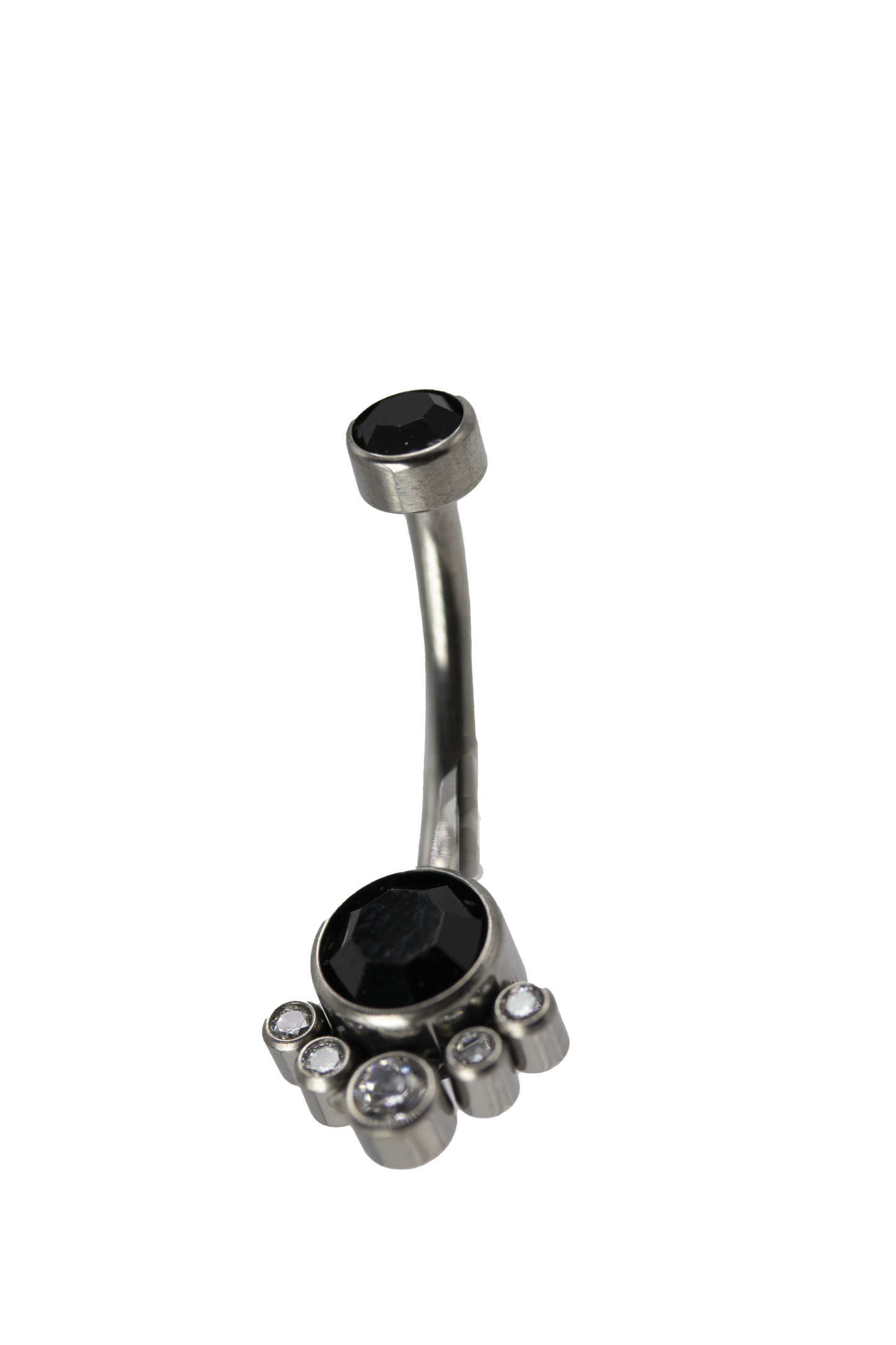Titanium Double Gemstone Internally Threaded Navel Curved Barbell
