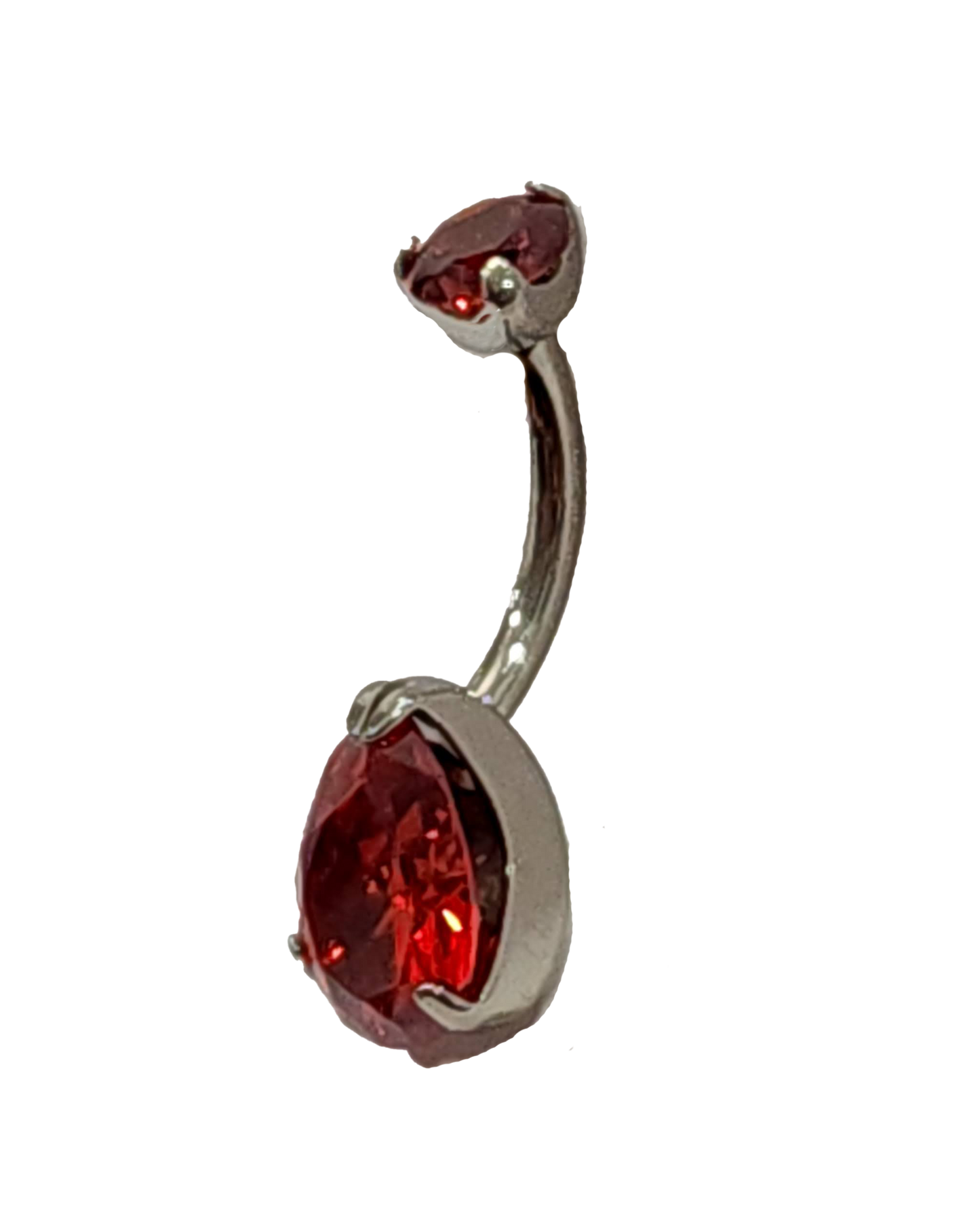 F-136 Titanium Pear Gem Prong Internally Threaded Navel Curved Barbell 14G