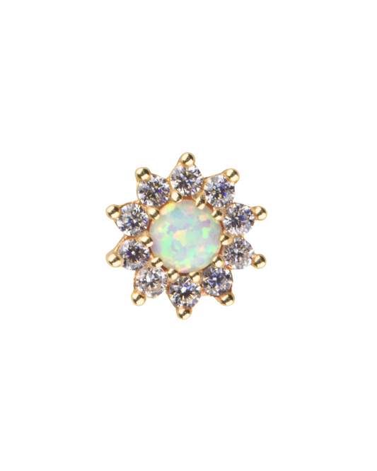 14K Gold Opal Gemstone Starburst Threadless Top