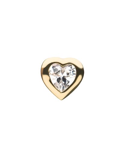 14K Gold Gemstone Heart Threadless Top