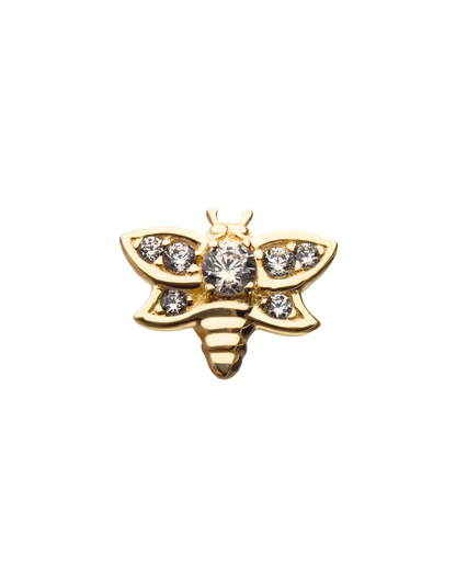 14K Gold Gemstone Bee Threadless Top