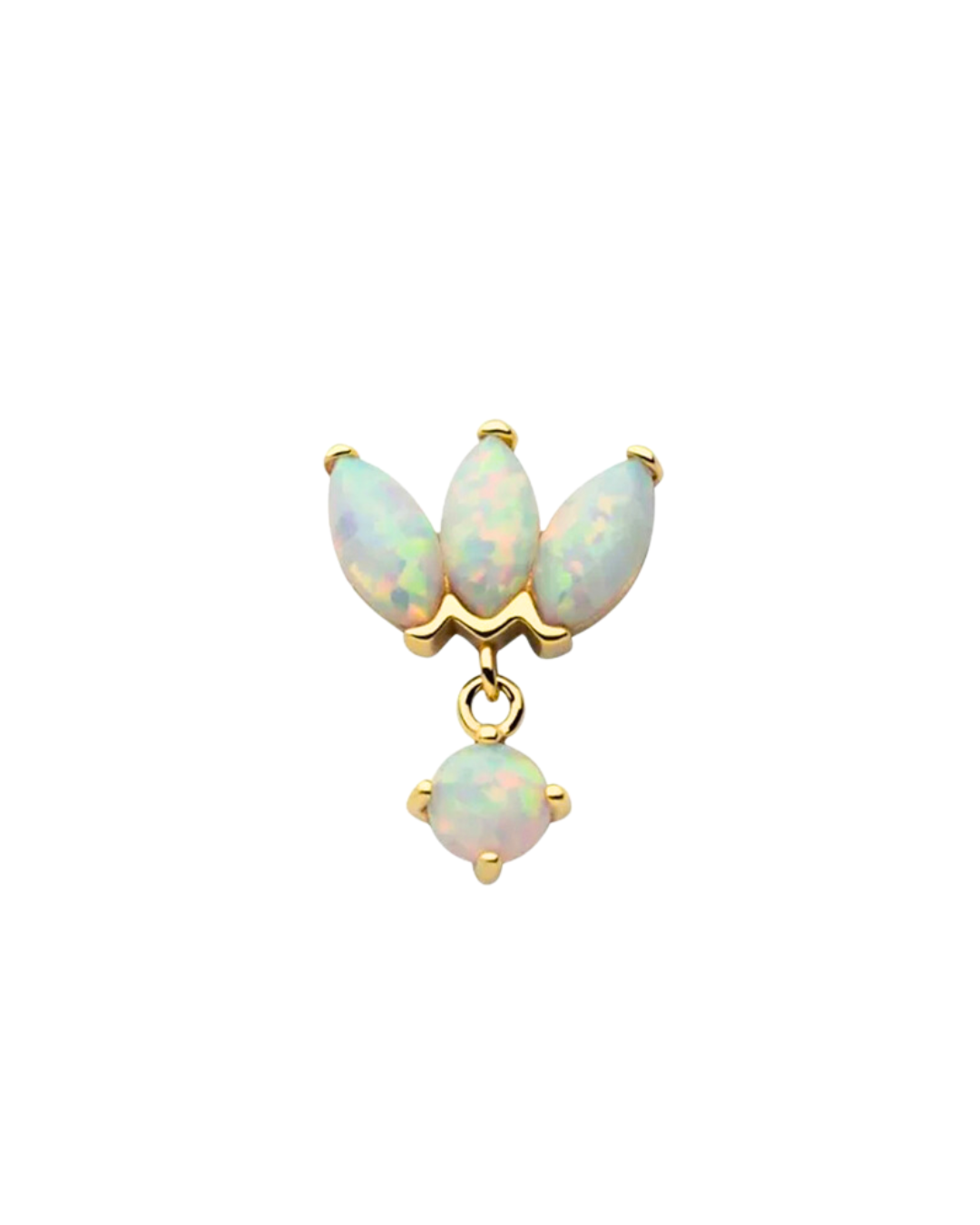 14K Gold Triple Marquis Opal Dangle Threadless Top