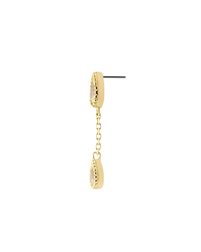 14K Gold Teardrop Gemstone Dangle Threadless Top