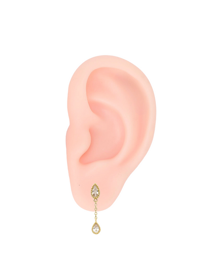 14K Gold Teardrop Gemstone Dangle Threadless Top