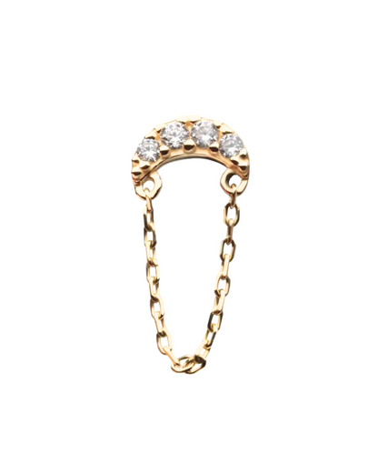 14K Gold Crescent Gemstone Dangle Threadless Top