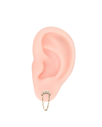 14K Gold Crescent Gemstone Dangle Threadless Top