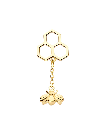 14K Gold Bee Dangle Threadless Top