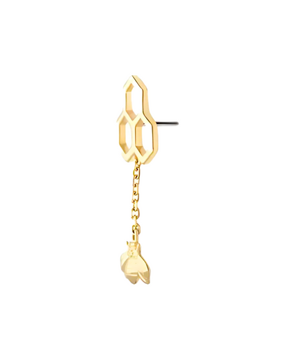 14K Gold Bee Dangle Threadless Top