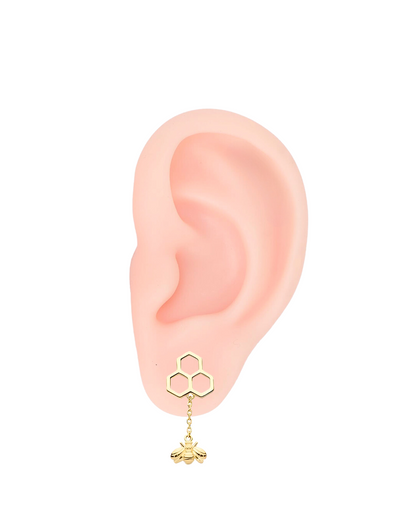 14K Gold Bee Dangle Threadless Top