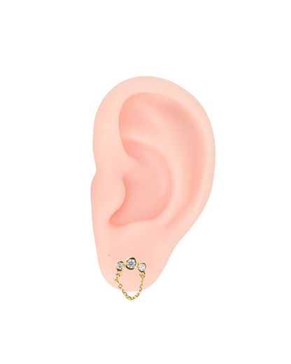 14K Gold Bezel Gemstone Chain Dangle Threadless Top