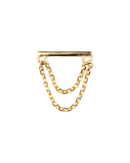 14K Gold Bar Double Chain Dangle Threadless Top
