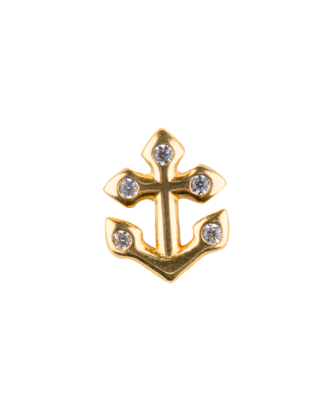 14K Gold Anchor Gemstone Threadless Top