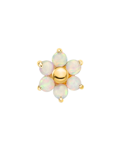 14K Gold Mini Daisy Opal Prong Threadless Top