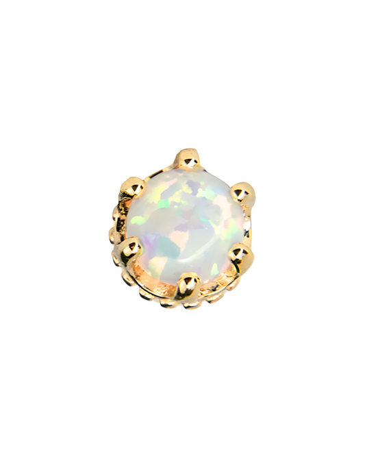 14K Gold Opal King's Crown Prong Dome Threadless Top