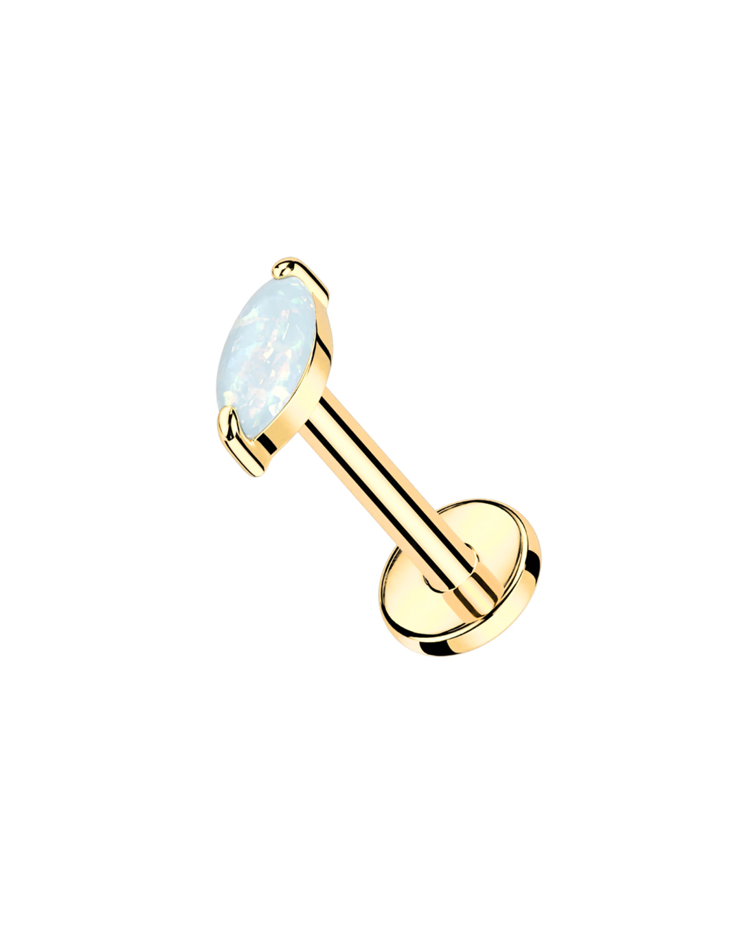 14K Gold Single Marquis Opal Threadless Top