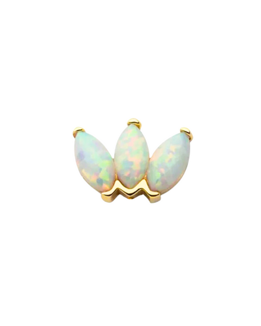 14K Gold Opal Triple Marquis Threadless Top